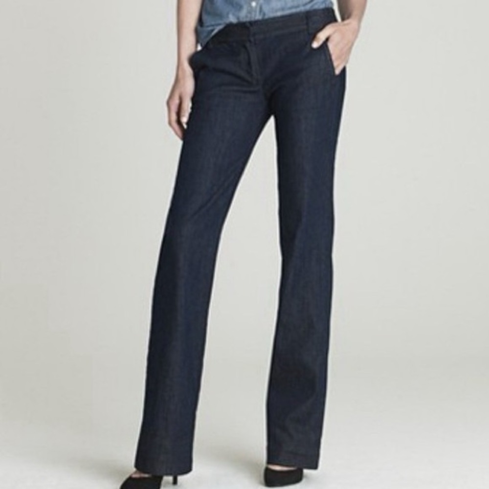J. Crew City Fit Jeans Denim Trouser Pants Mid Rise Wide Leg Dark Wash Size 0
